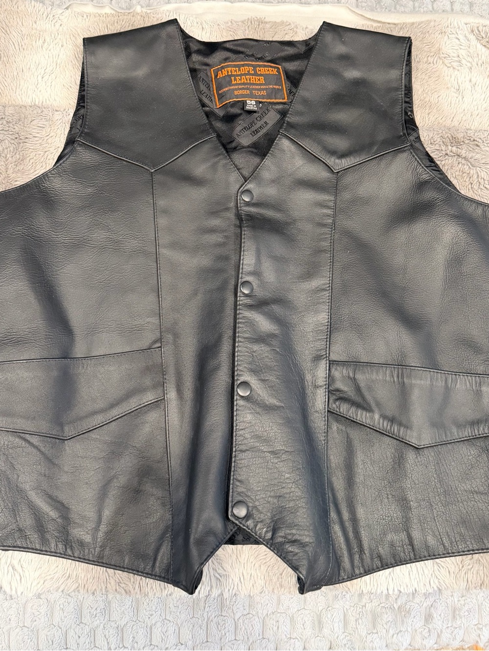 Men’s Plain Side Economy Leather Motorcycle Vest - ADA104